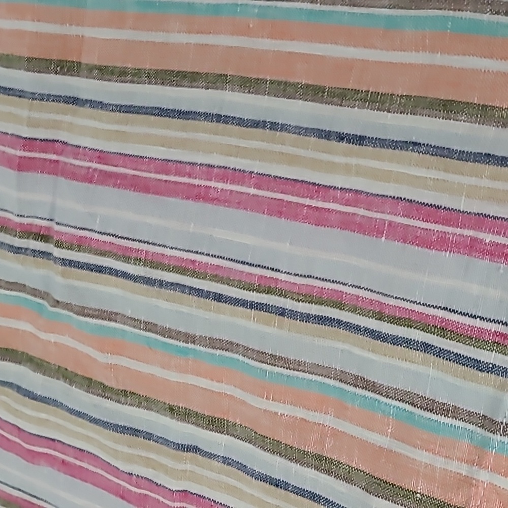 Land's End Linen colorful striped shirt sleeve shirt‎ top sz Small - Picture 4 of 8
